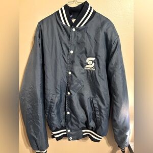 Vintage Blue and White Sonoco Snap Button Jacket -  XL